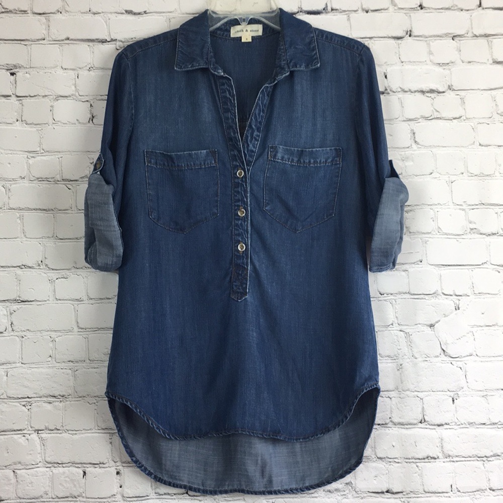 Cloth & Stone chambray popover top